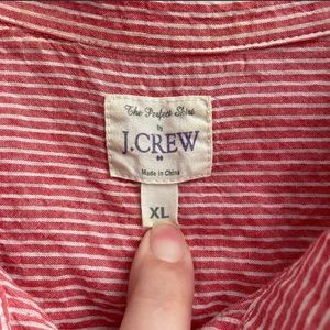 J Crew red/white striped button down XL